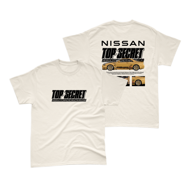 Camiseta Nissan Skyline GT-R R34 TOP SECRET V1 Off White