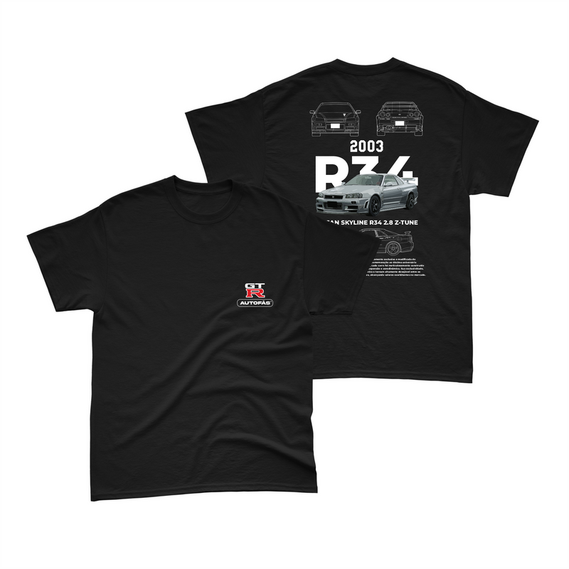 Camiseta Nissan Skyline GT-R R34 Preta