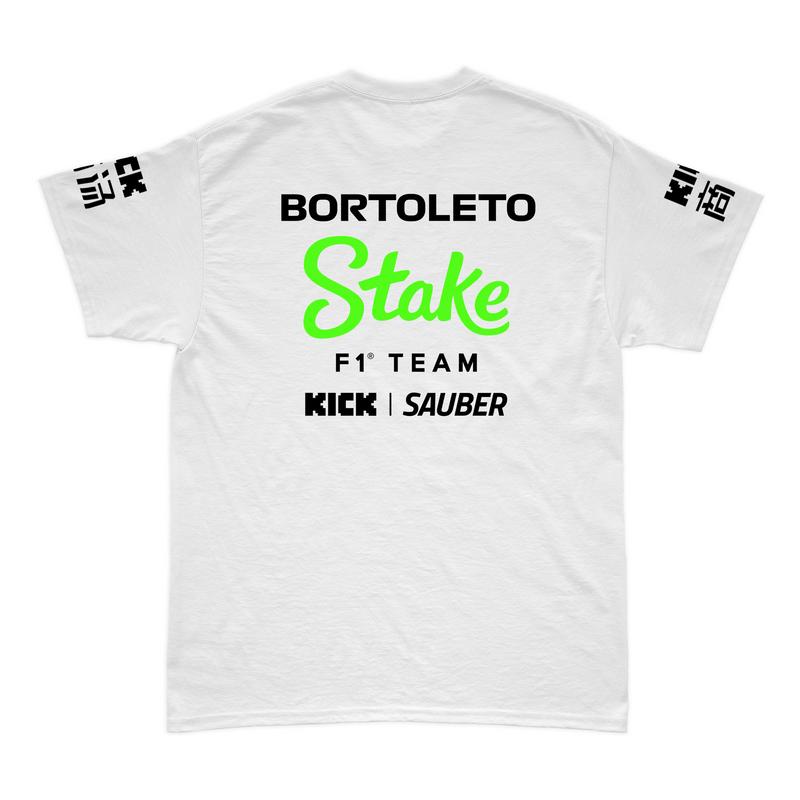 Camiseta Gabriel Bortoleto Stake Sauber 2024 Branca 100% Algodão SN