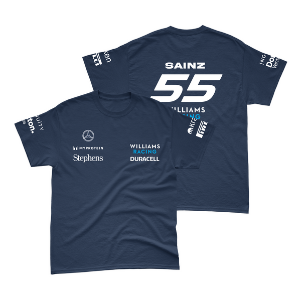 Camiseta Algodão Carlos Sainz Williams Racing Azul Marinho