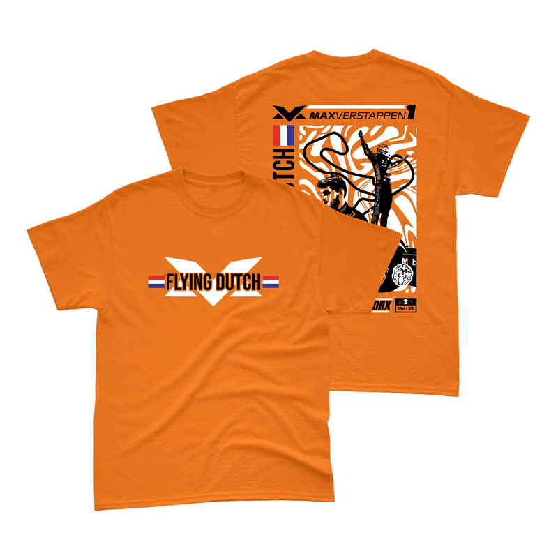 Camiseta Algodão Max Verstappen Flying Dutch Laranja V1