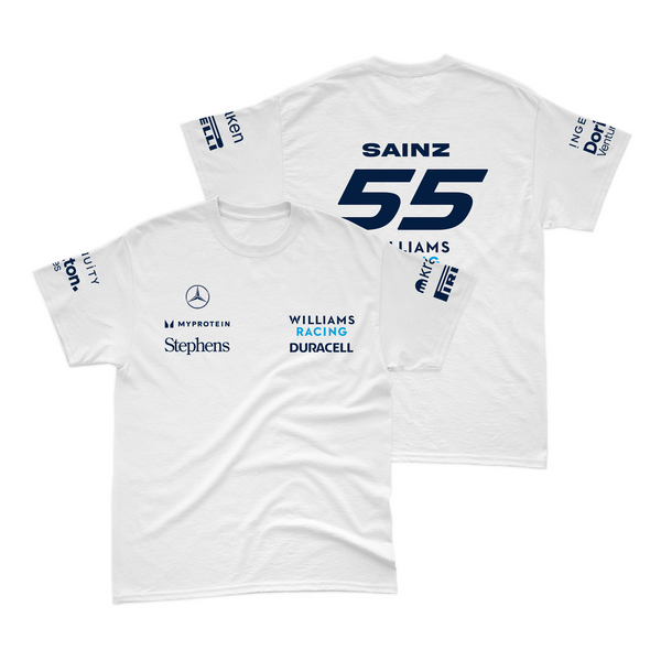 Camiseta Algodão Carlos Sainz Williams Racing Branco