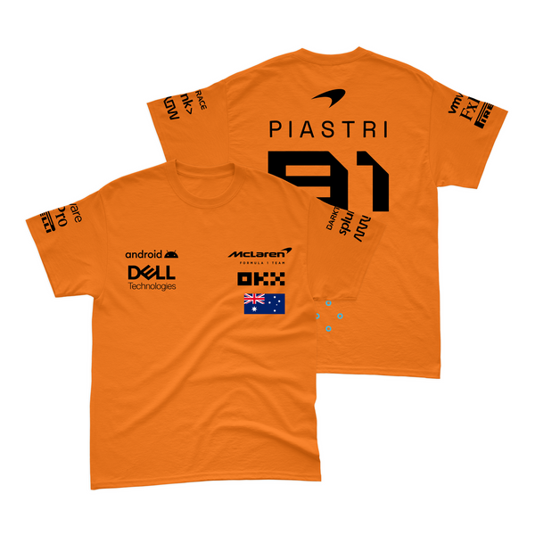 Camiseta Algodão Oscar Piastri McLaren 2024 Laranja